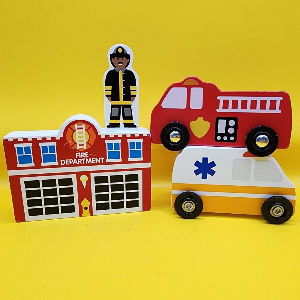 Melissa & Doug Wooden Town School Ice Cream Truck School Bus Sign